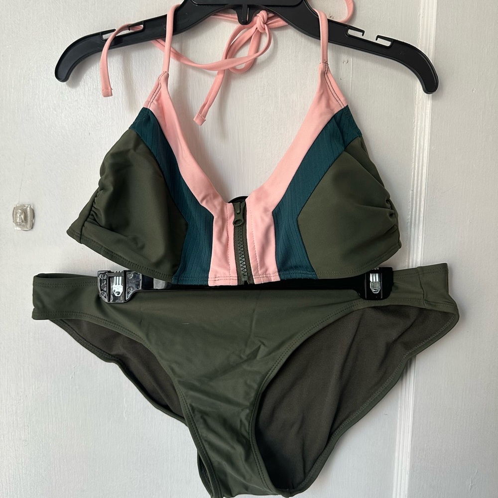 Xhilaration Pink and Green Bikini Set